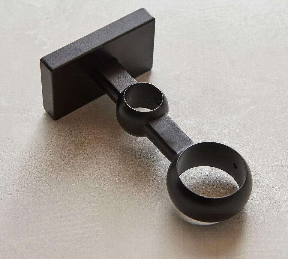 Standard Double Curtain Rod & Wall Bracket Antique Bronze Finish